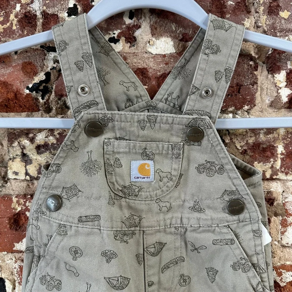 Carhartt Short Overalls Tan Camp Baby boys Size 3M Bibs Shortalls